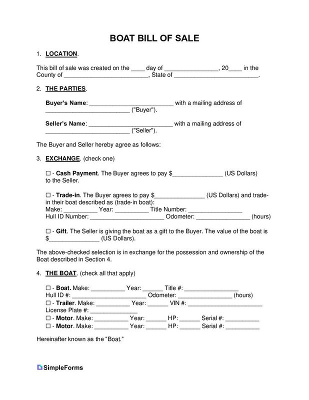 Exactly how to Fill watercraft (Vessel) Bill of Sale Forms.